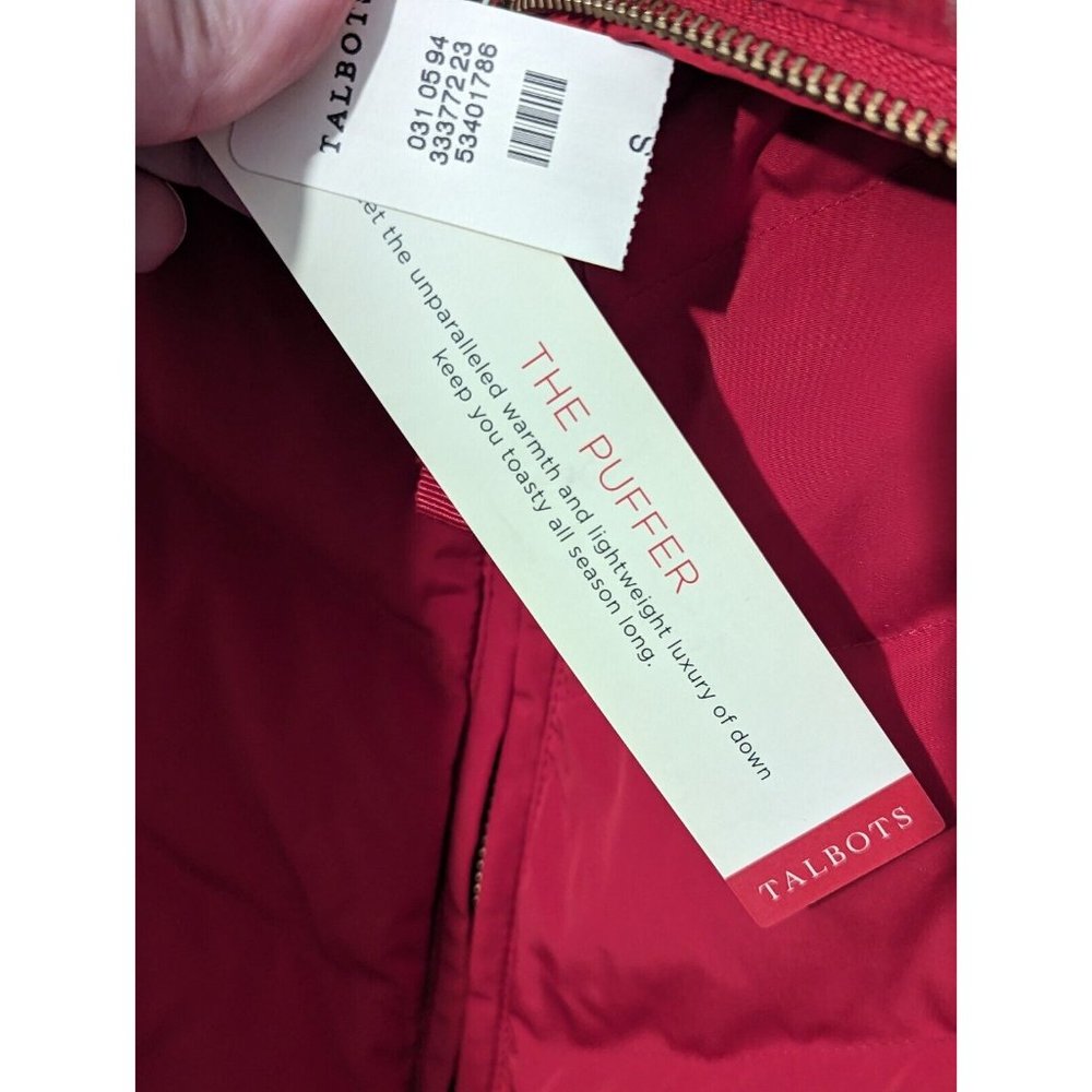 NWT Talbots Faux Fur Collar Red Down Puffer Vest Sz Small - Picture 10 of 10